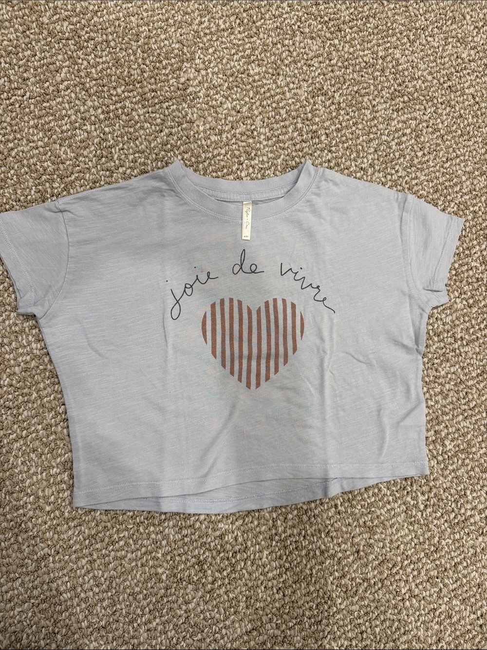Rylee + Cru Light Blue 'Joie de Vivre' Tee with Striped Heart